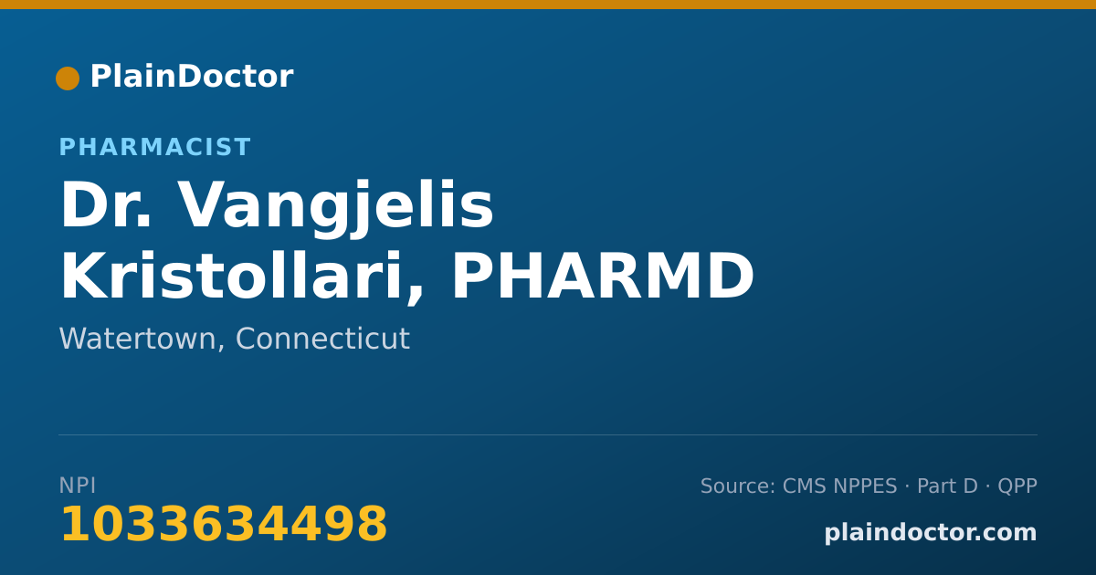 Shareable card for Vangjelis Kristollari, PHARMD - Pharmacist, Watertown, CT