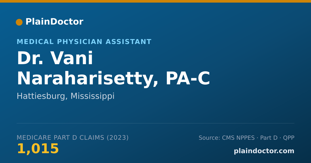 Shareable card for Vani Naraharisetty, PA-C - Medical Physician Assistant, Hattiesburg, MS