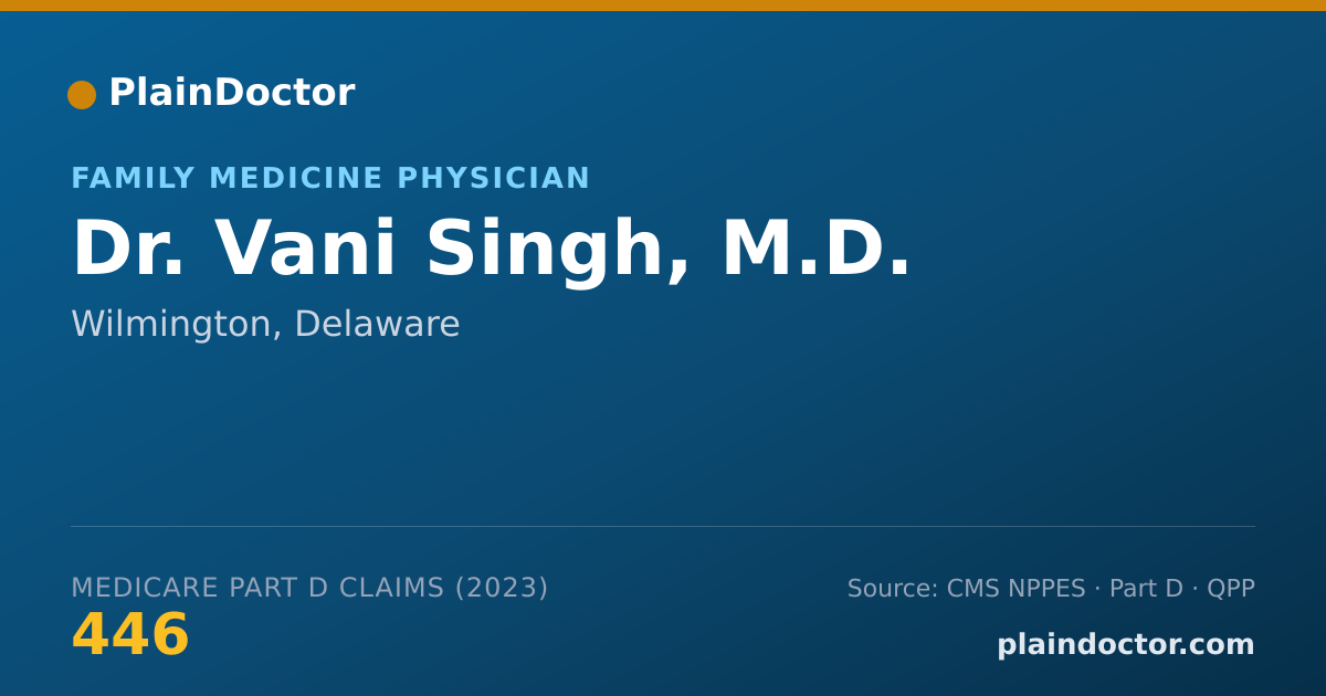 Shareable card for Vani Singh, M.D. - Family Medicine Physician, Wilmington, DE