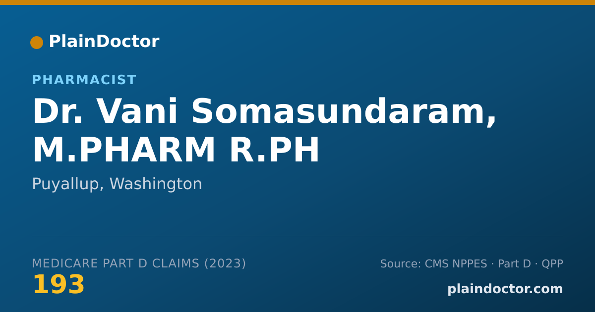Shareable card for Vani Somasundaram, M.PHARM R.PH - Pharmacist, Puyallup, WA