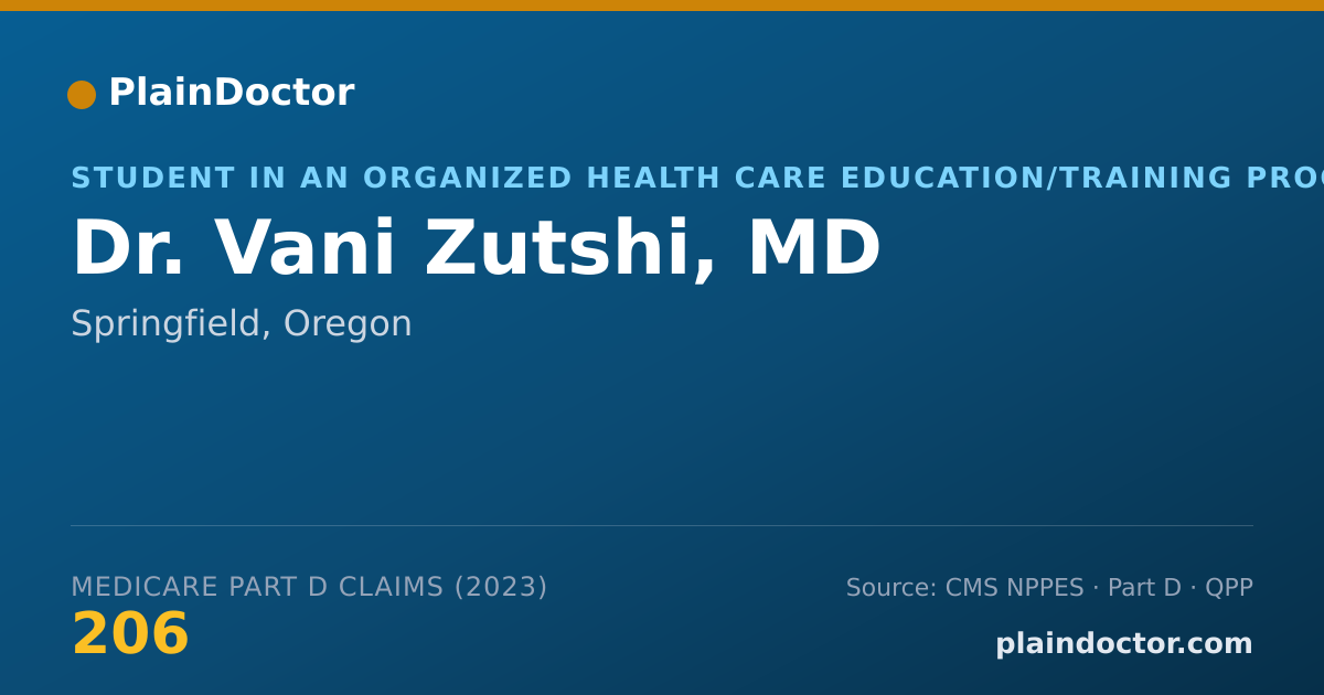 Shareable card for Vani Zutshi, MD - Student in an Organized Health Care Education/Training Program, Springfield, OR