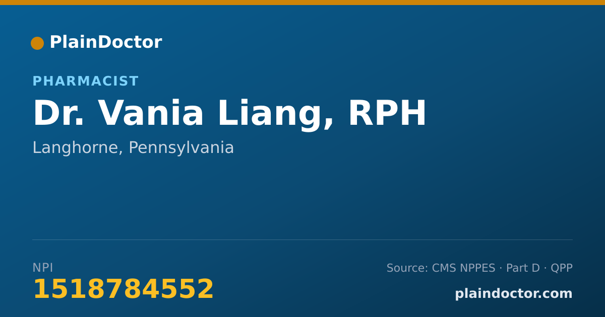 Shareable card for Vania Liang, RPH - Pharmacist, Langhorne, PA