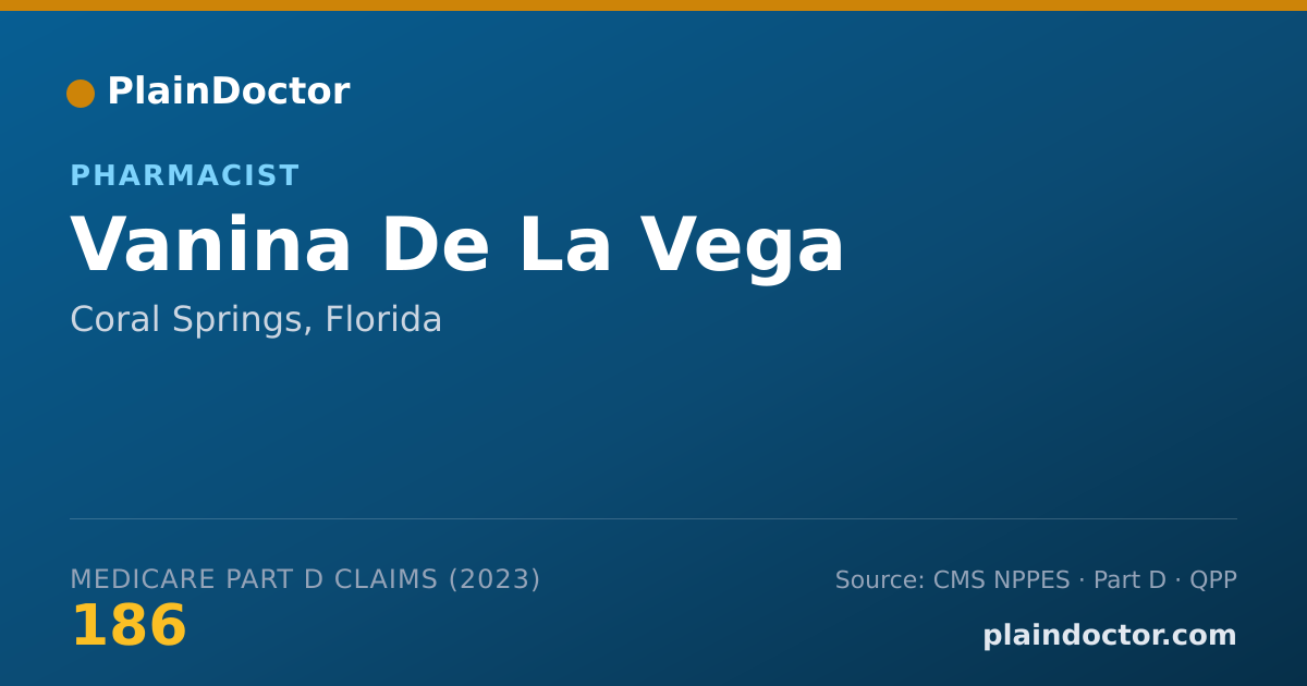 Shareable card for Vanina De La Vega - Pharmacist, Coral Springs, FL