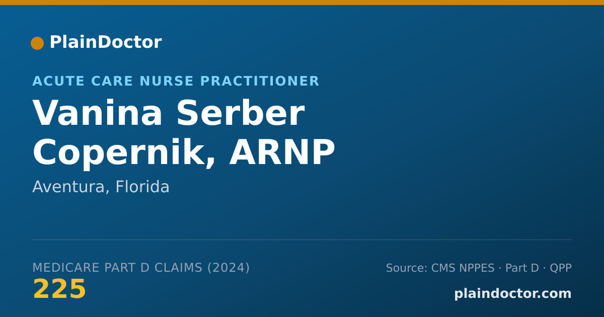 Shareable card for Vanina Serber Copernik, ARNP - Acute Care Nurse Practitioner, Aventura, FL