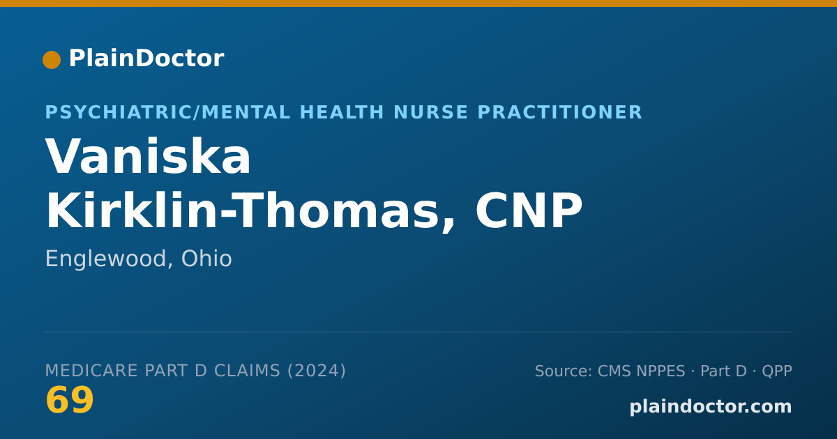 Shareable card for Vaniska Kirklin-Thomas, CNP - Psychiatric/Mental Health Nurse Practitioner, Englewood, OH