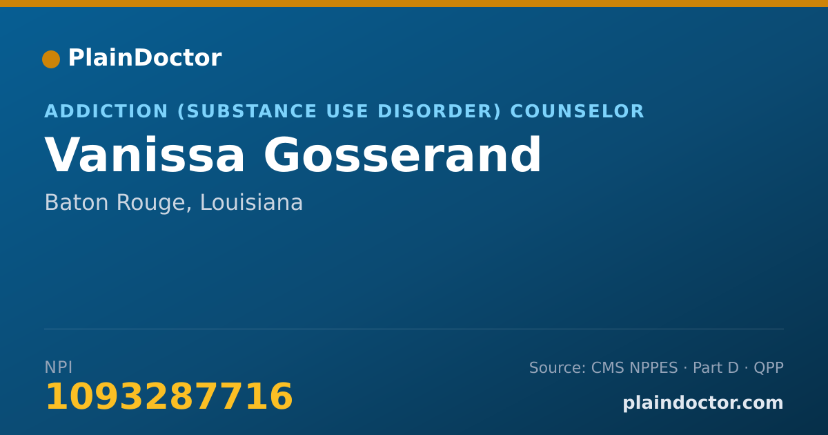 Shareable card for Vanissa Gosserand - Addiction (Substance Use Disorder) Counselor, Baton Rouge, LA