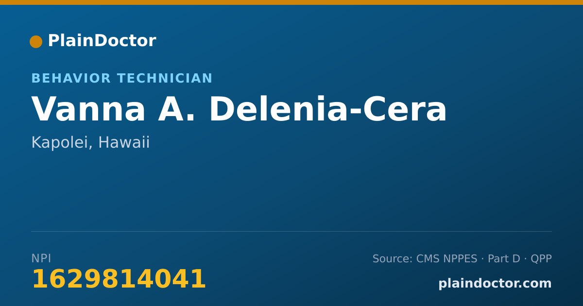 Shareable card for Vanna A. Delenia-Cera - Behavior Technician, Kapolei, HI