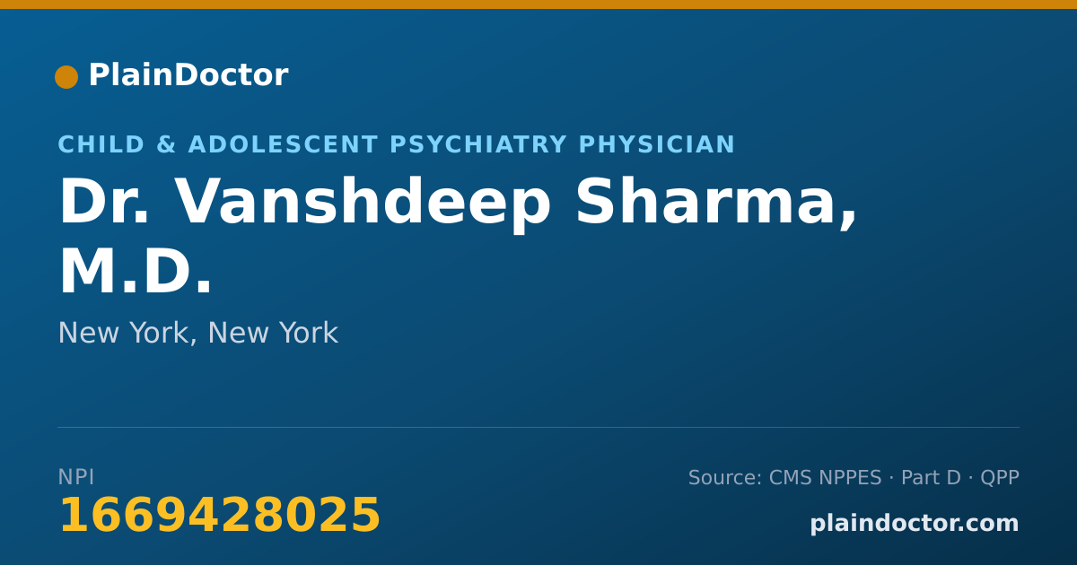 Shareable card for Vanshdeep Sharma, M.D. - Child & Adolescent Psychiatry Physician, New York, NY