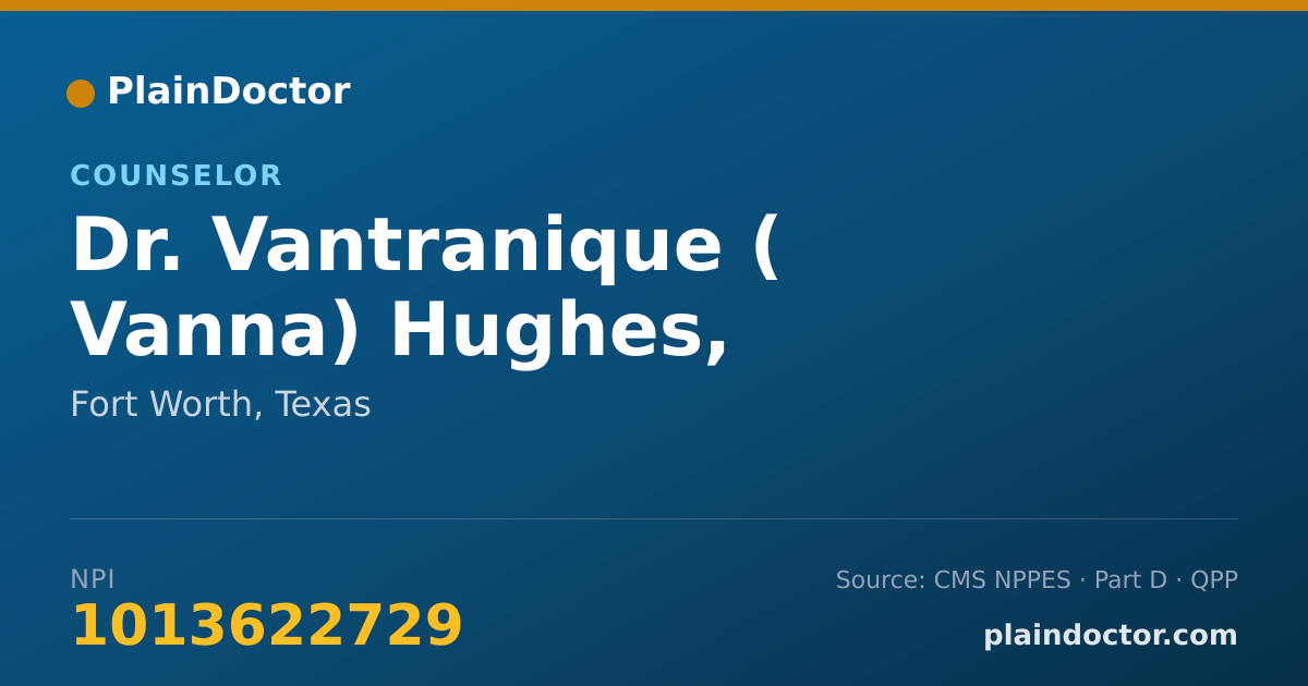 Shareable card for Vantranique ( Vanna) Hughes, M.A.,LCDC,CSAT-C - Counselor, Fort Worth, TX