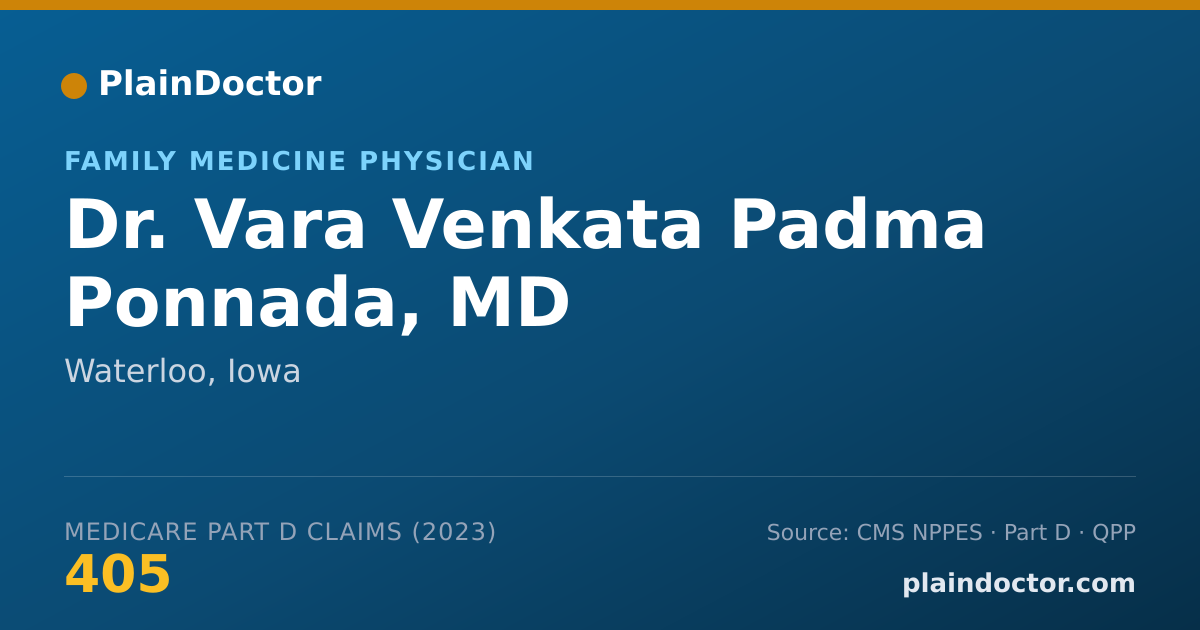 Shareable card for Vara Venkata Padma Ponnada, MD - Family Medicine Physician, Waterloo, IA