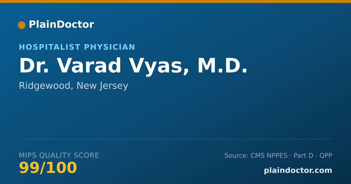 Shareable card for Varad Vyas, M.D. - Hospitalist Physician, Ridgewood, NJ
