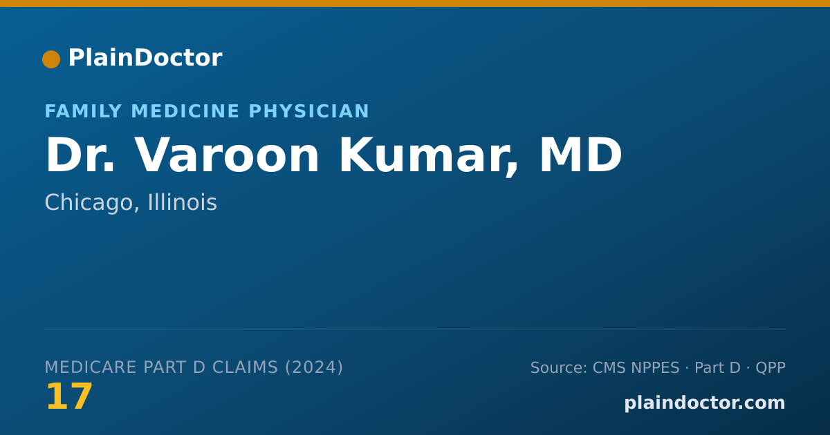 Shareable card for Varoon Kumar, MD - Family Medicine Physician, Chicago, IL