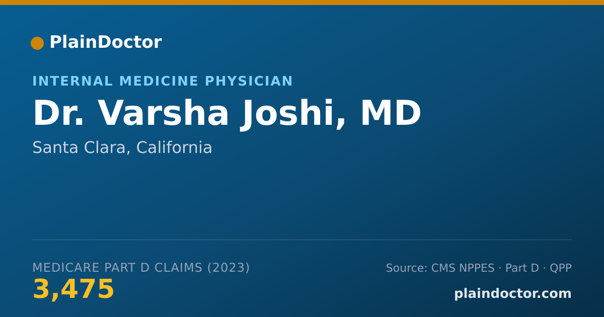 Shareable card for Varsha Joshi, MD - Internal Medicine Physician, Santa Clara, CA