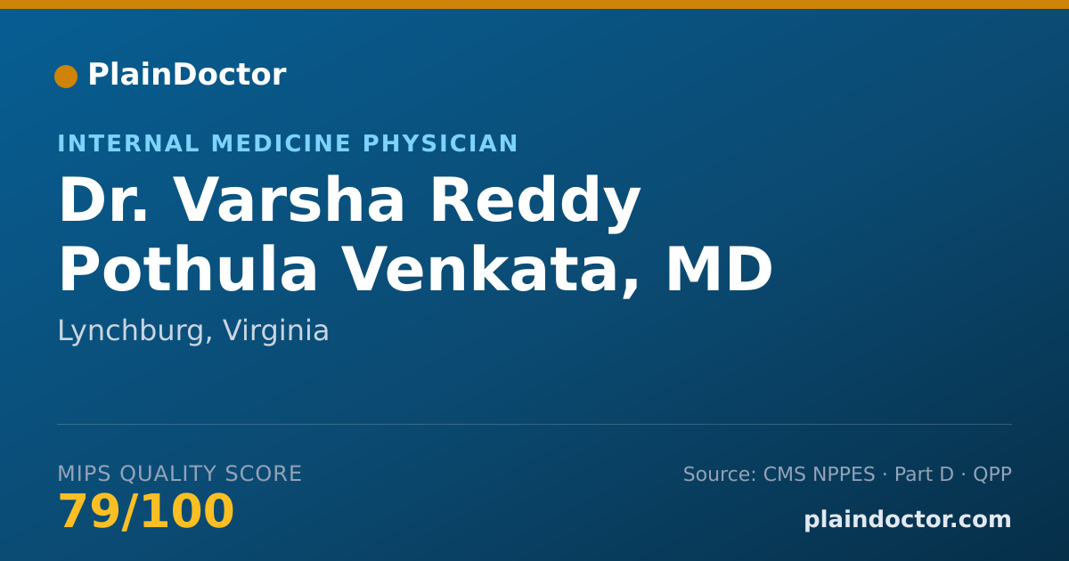 Shareable card for Varsha Reddy Pothula Venkata, MD - Internal Medicine Physician, Lynchburg, VA
