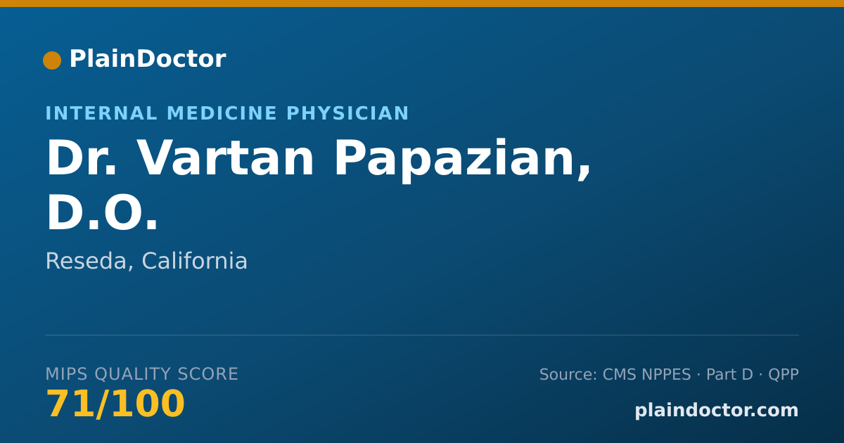 Shareable card for Vartan Papazian, D.O. - Internal Medicine Physician, Reseda, CA