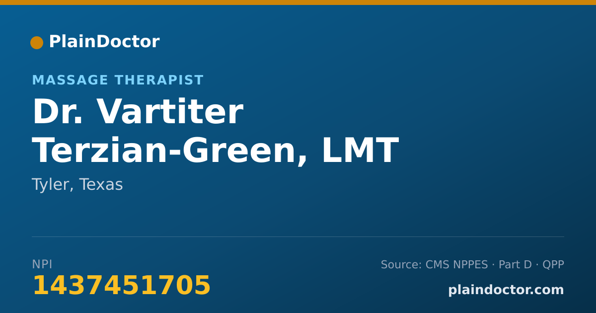 Shareable card for Vartiter Terzian-Green, LMT - Massage Therapist, Tyler, TX