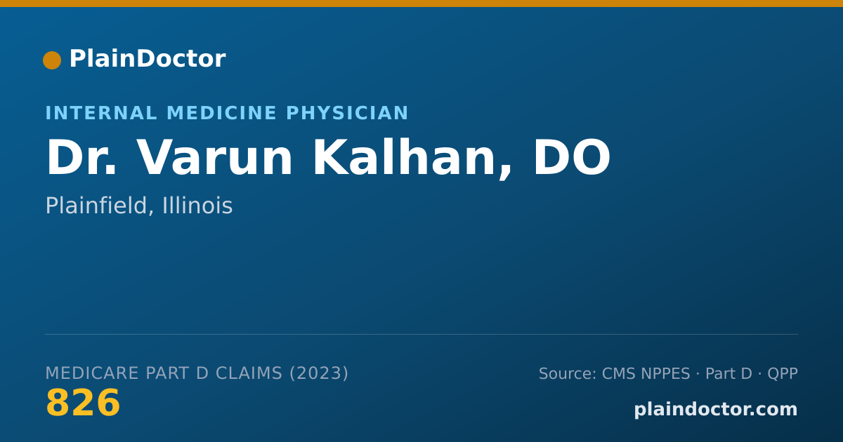 Shareable card for Varun Kalhan, DO - Internal Medicine Physician, Plainfield, IL