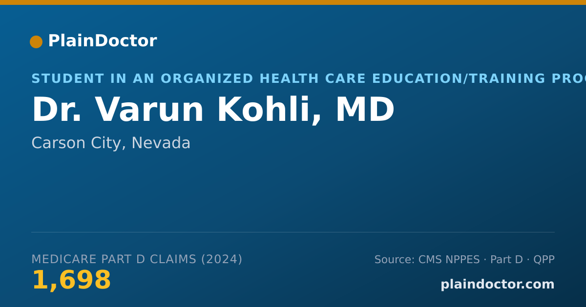 Shareable card for Varun Kohli, MD - Student in an Organized Health Care Education/Training Program, Carson City, NV