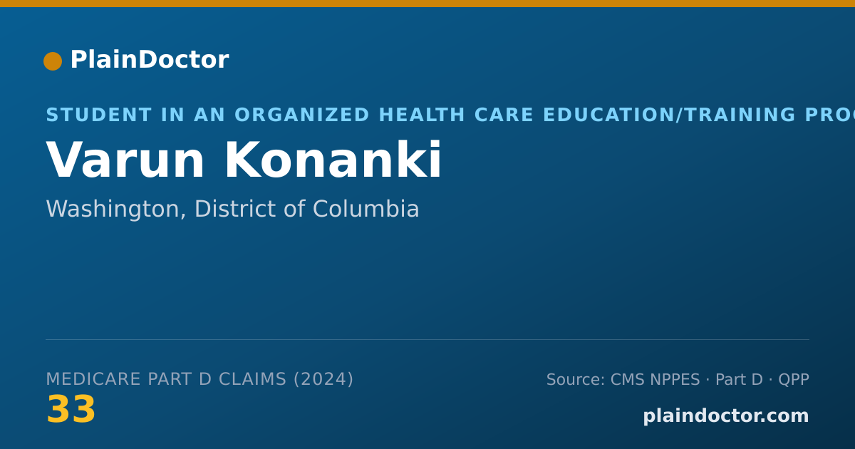 Shareable card for Varun Konanki - Student in an Organized Health Care Education/Training Program, Washington, DC