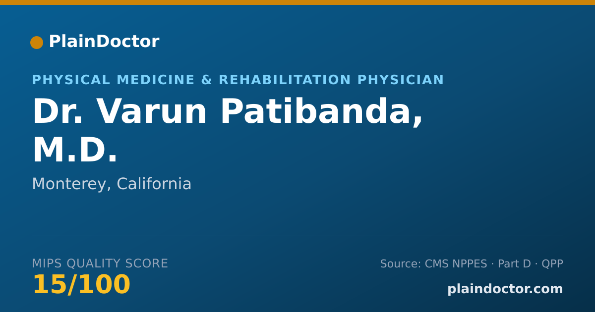 Shareable card for Varun Patibanda, M.D. - Physical Medicine & Rehabilitation Physician, Monterey, CA