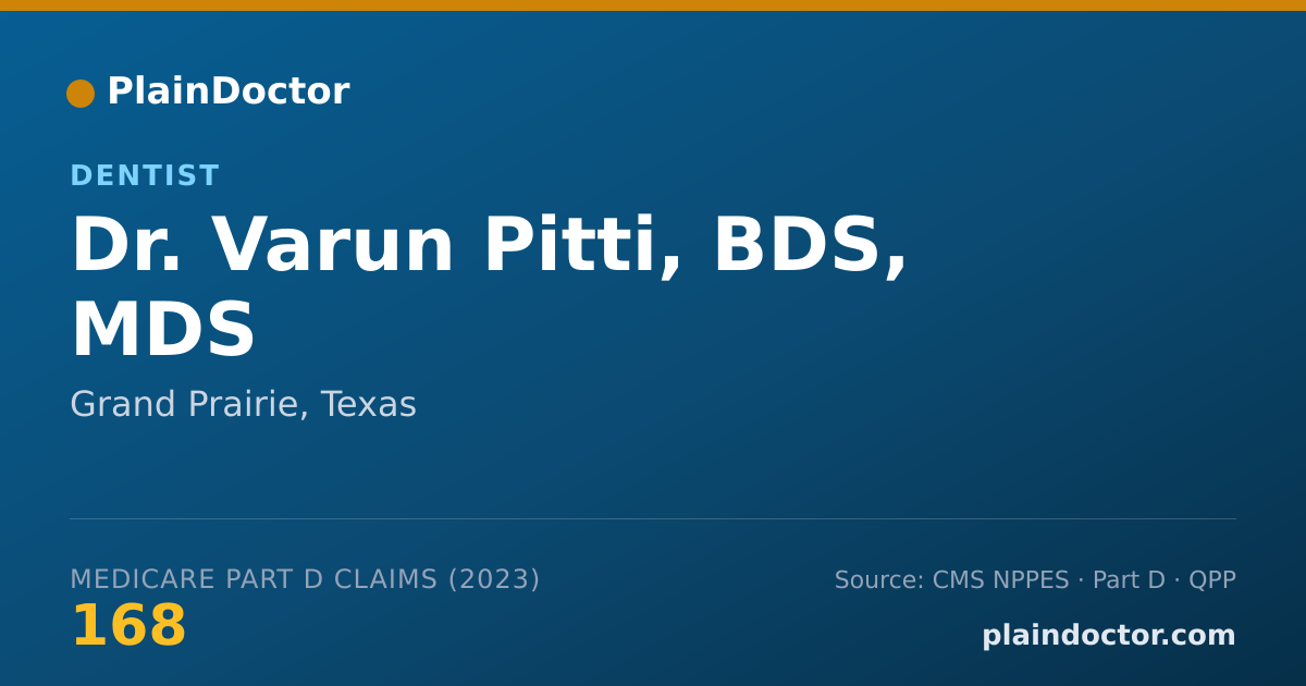 Shareable card for Varun Pitti, BDS, MDS - Dentist, Grand Prairie, TX