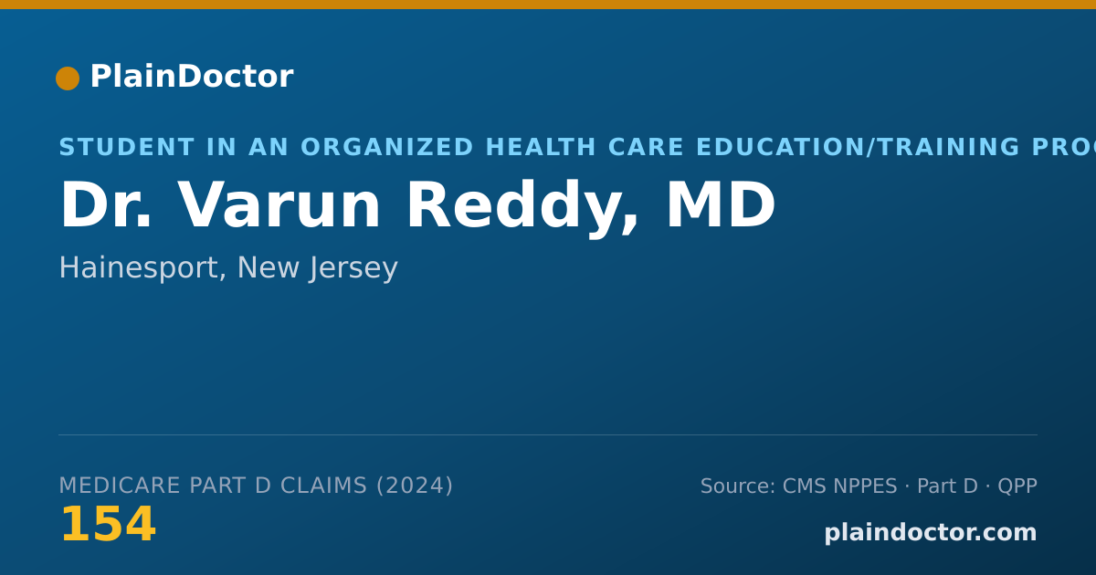 Shareable card for Varun Reddy, MD - Student in an Organized Health Care Education/Training Program, Hainesport, NJ