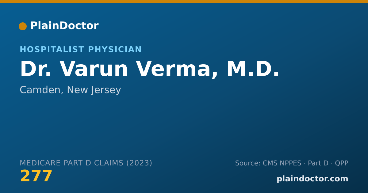 Shareable card for Varun Verma, M.D. - Hospitalist Physician, Camden, NJ
