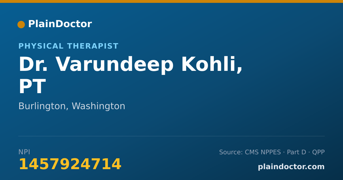 Shareable card for Varundeep Kohli, PT - Physical Therapist, Burlington, WA