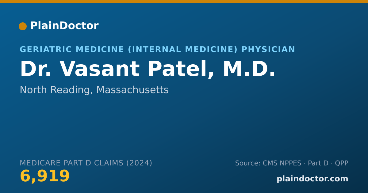 Shareable card for Vasant Patel, M.D. - Geriatric Medicine (Internal Medicine) Physician, North Reading, MA