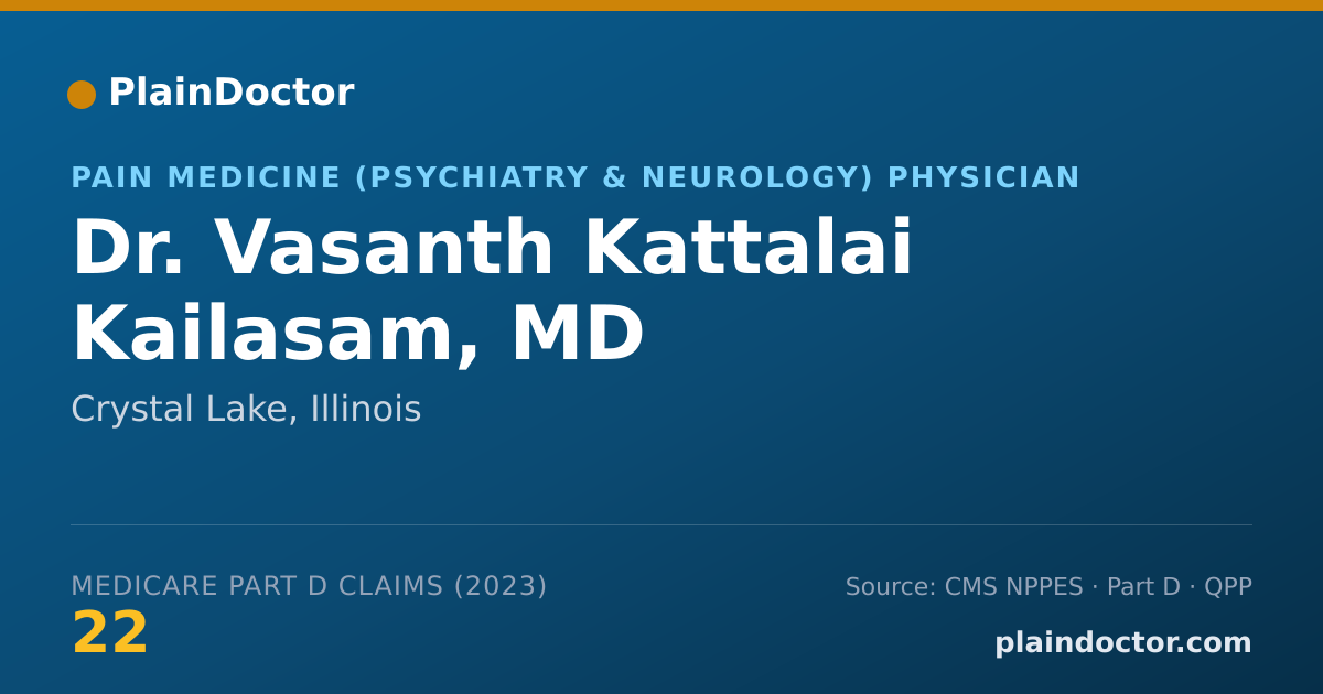 Shareable card for Vasanth Kattalai Kailasam, MD - Pain Medicine (Psychiatry & Neurology) Physician, Crystal Lake, IL
