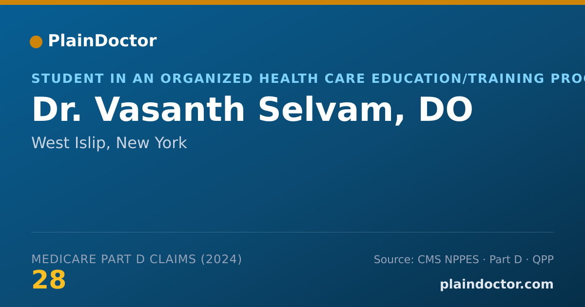 Shareable card for Vasanth Selvam, DO - General Practice Physician, West Islip, NY