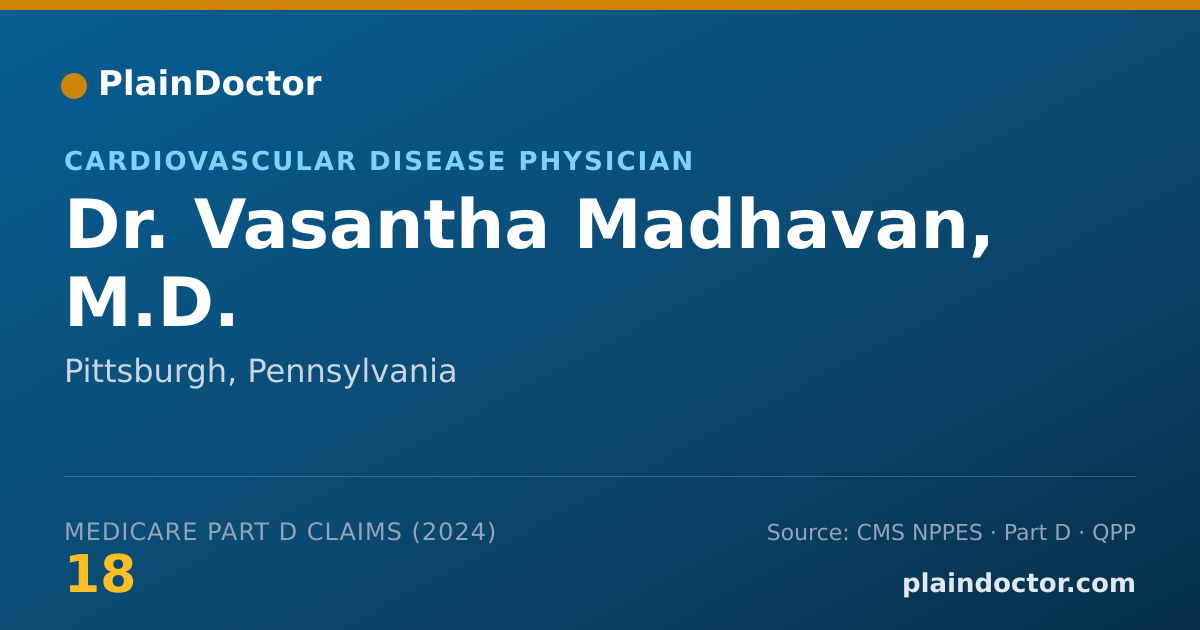 Shareable card for Vasantha Madhavan, M.D. - Cardiovascular Disease Physician, Pittsburgh, PA