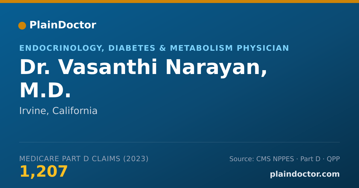 Shareable card for Vasanthi Narayan, M.D. - Endocrinology, Diabetes & Metabolism Physician, Irvine, CA