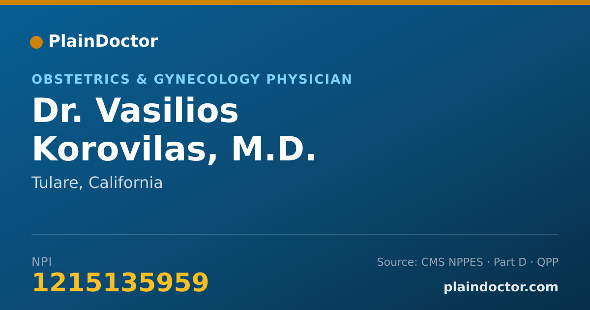 Shareable card for Vasilios Korovilas, M.D. - Obstetrics & Gynecology Physician, Tulare, CA