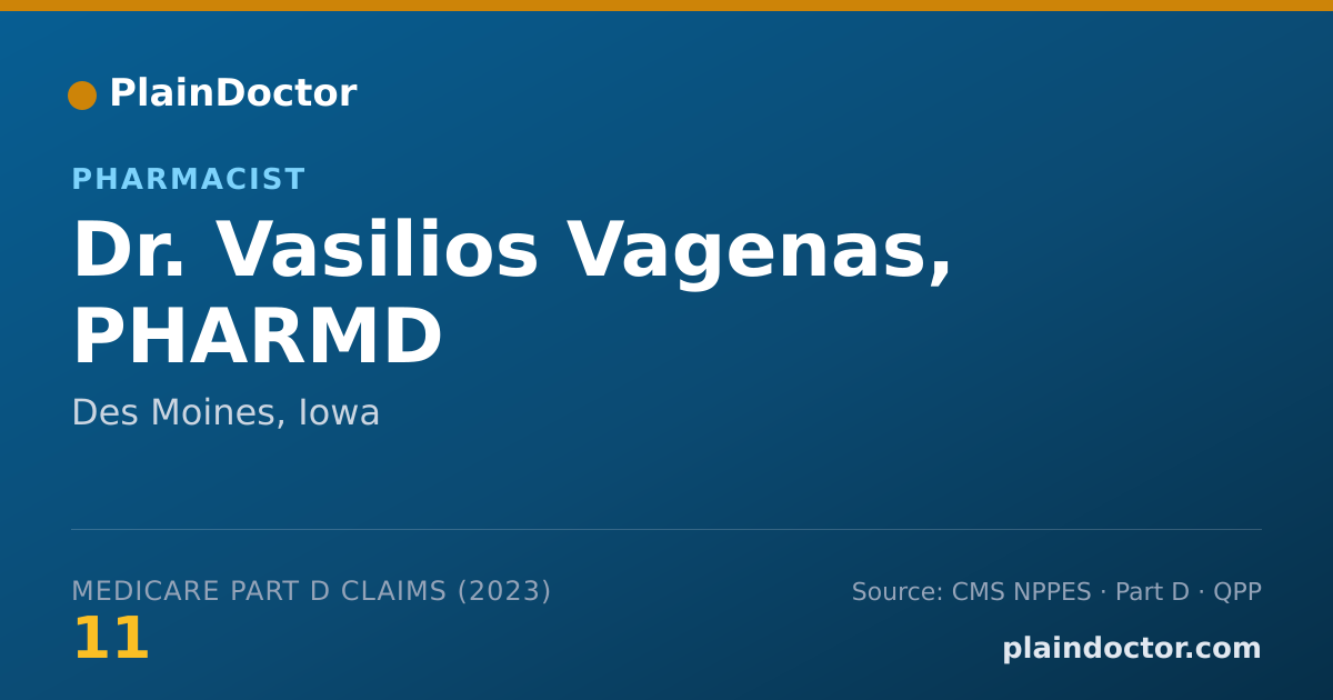 Shareable card for Vasilios Vagenas, PHARMD - Pharmacist, Des Moines, IA
