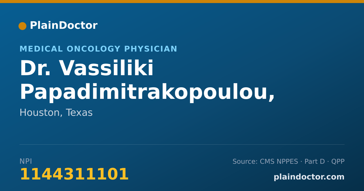 Shareable card for Vassiliki Papadimitrakopoulou, M.D. - Medical Oncology Physician, Houston, TX