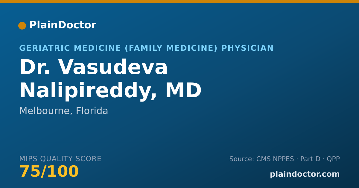 Shareable card for Vasudeva Nalipireddy, MD - Geriatric Medicine (Family Medicine) Physician, Melbourne, FL