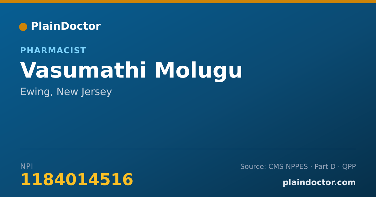 Shareable card for Vasumathi Molugu - Pharmacist, Ewing, NJ