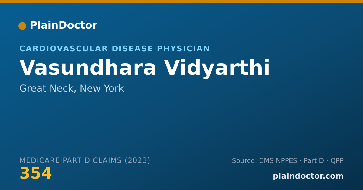Shareable card for Vasundhara Vidyarthi - Cardiovascular Disease Physician, Great Neck, NY