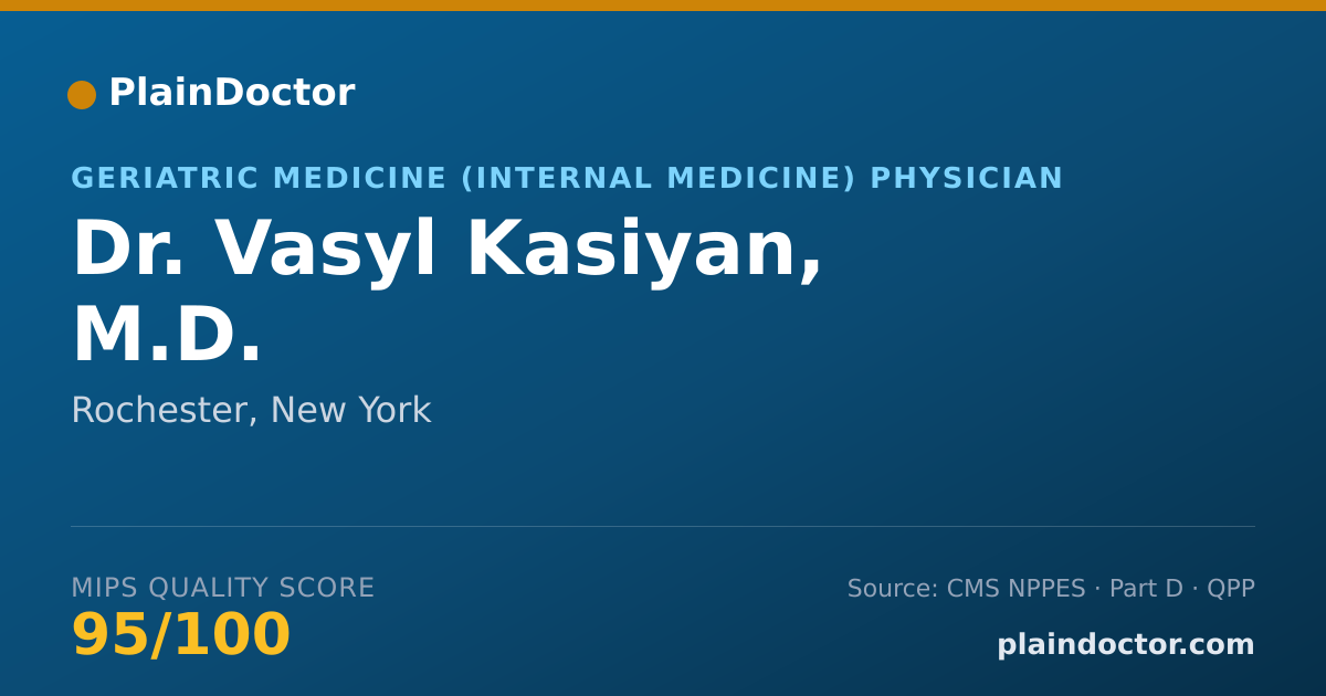 Shareable card for Vasyl Kasiyan, M.D. - Geriatric Medicine (Internal Medicine) Physician, Rochester, NY