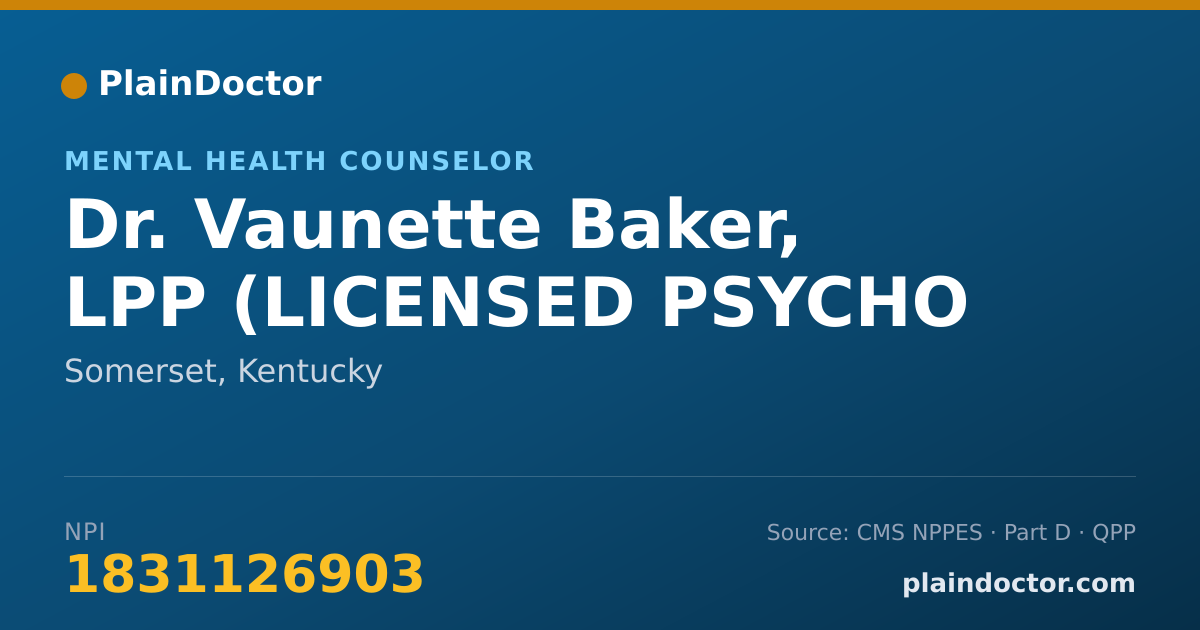 Shareable card for Vaunette Baker, LPP (LICENSED PSYCHO - Mental Health Counselor, Somerset, KY