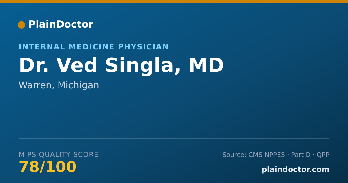 Shareable card for Ved Singla, MD - Internal Medicine Physician, Warren, MI
