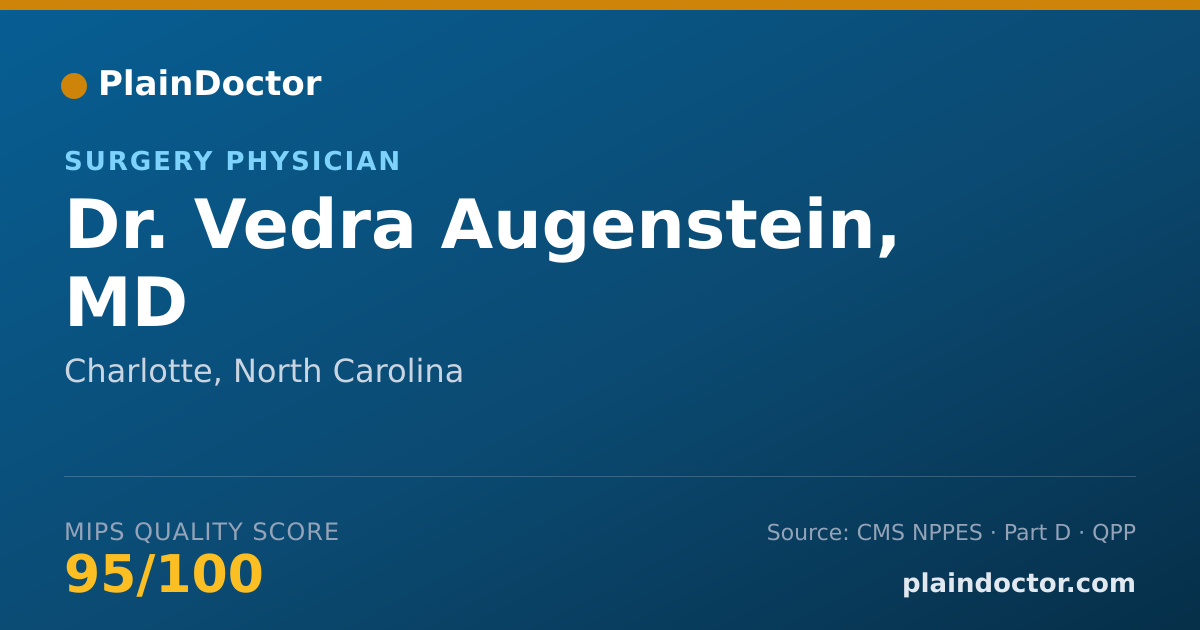 Shareable card for Vedra Augenstein, MD - Surgery Physician, Charlotte, NC