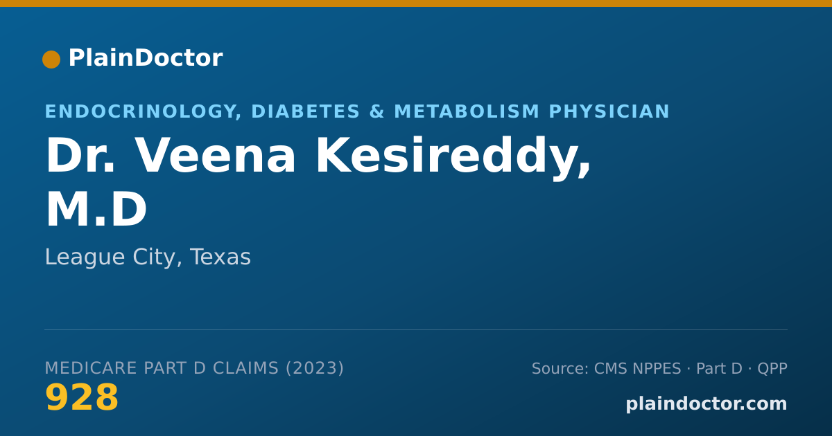 Shareable card for Veena Kesireddy, M.D - Endocrinology, Diabetes & Metabolism Physician, League City, TX