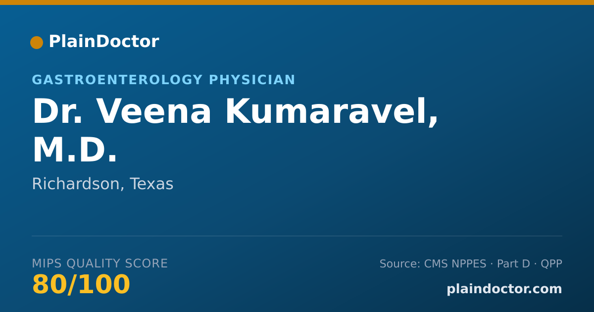 Shareable card for Veena Kumaravel, M.D. - Gastroenterology Physician, Richardson, TX