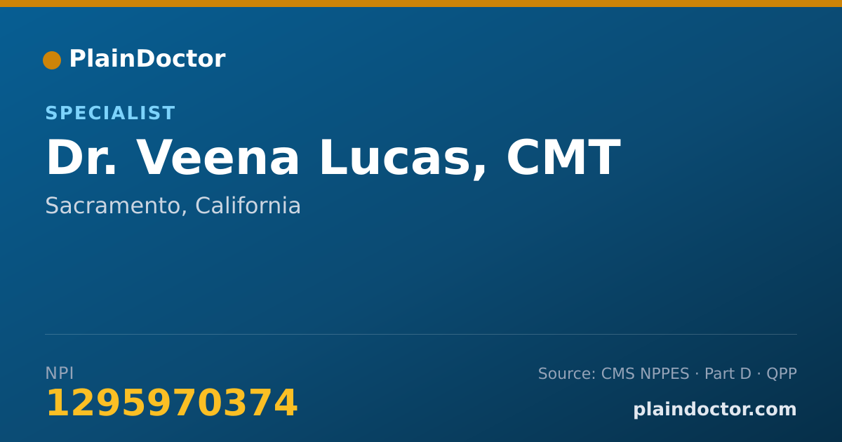 Shareable card for Veena Lucas, CMT - Specialist, Sacramento, CA