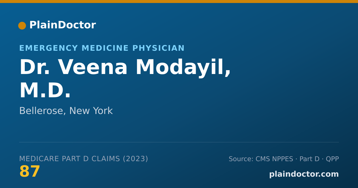 Shareable card for Veena Modayil, M.D. - Emergency Medicine Physician, Bellerose, NY