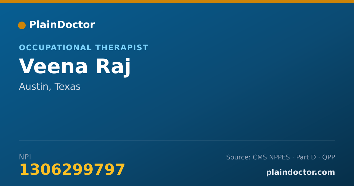 Shareable card for Veena Raj - Occupational Therapist, Austin, TX
