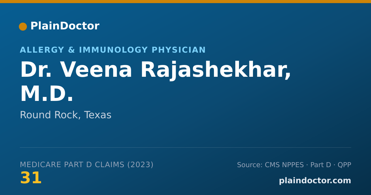 Shareable card for Veena Rajashekhar, M.D. - Allergy & Immunology Physician, Round Rock, TX