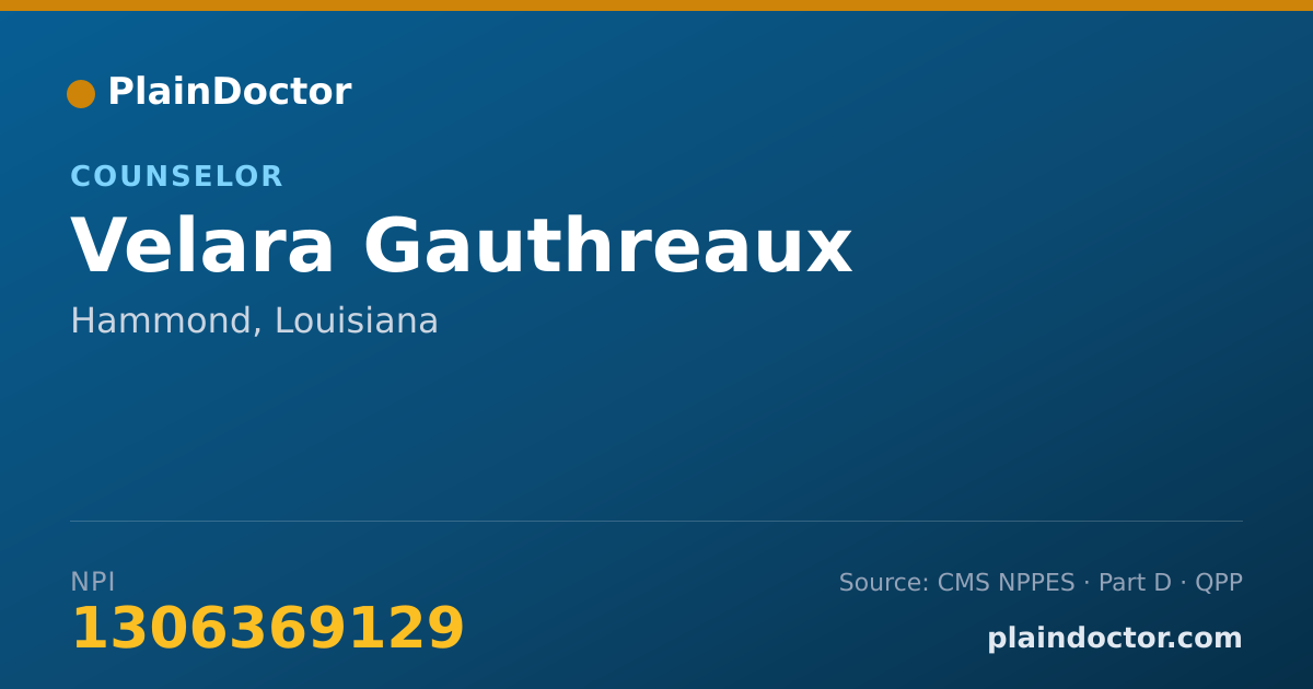 Shareable card for Velara Gauthreaux - Counselor, Hammond, LA